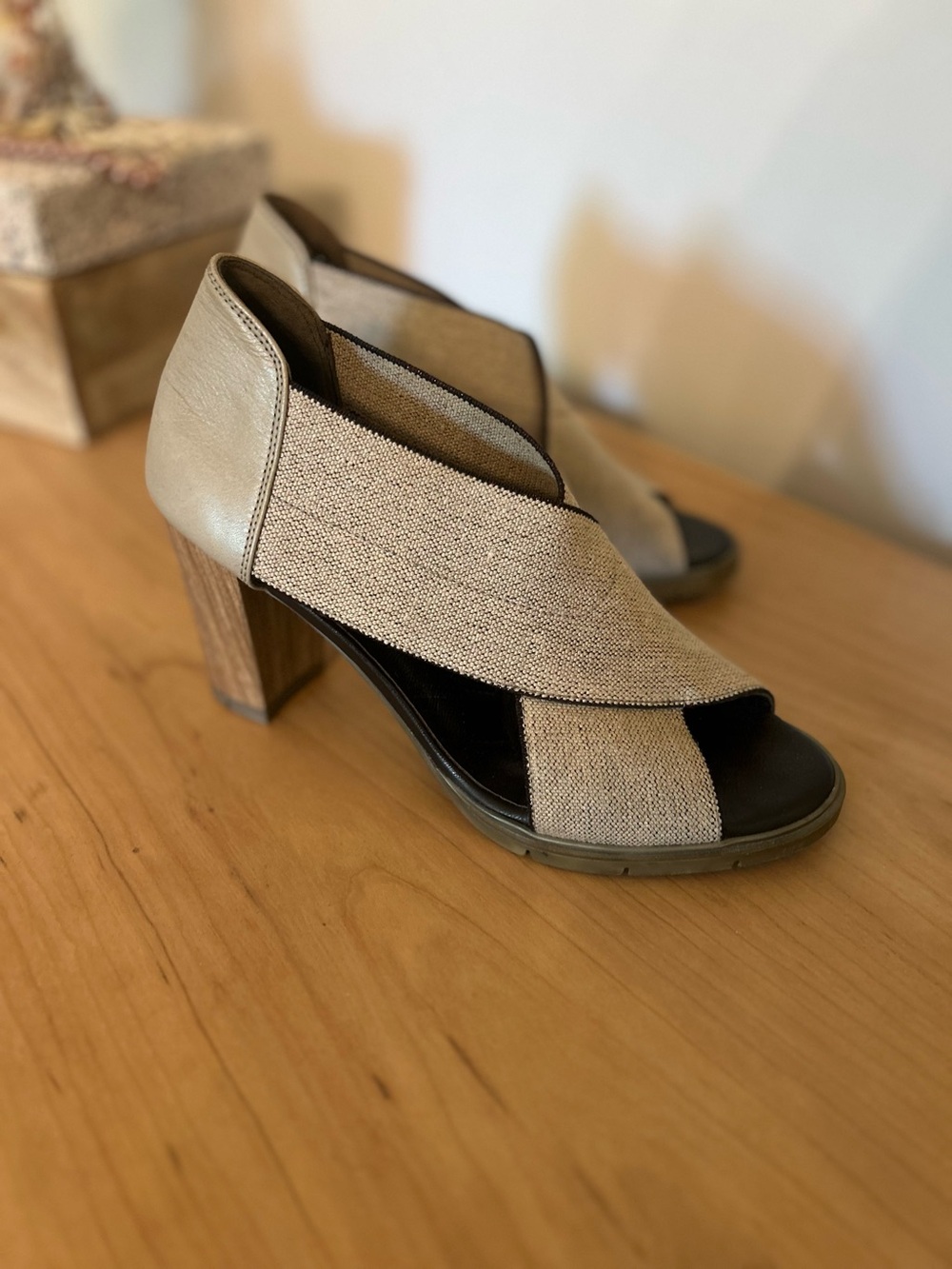 Hispanitas Beige Crossband Block Heel Sandal - Women